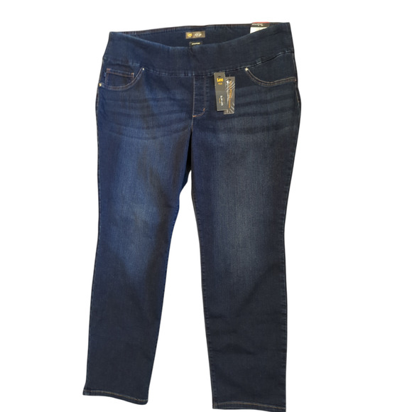 Lee Denim - Lee Womens 24W Sculpting Slim Leg Dark Rinse Mid Rise Pull On Jeans Infinity NEW